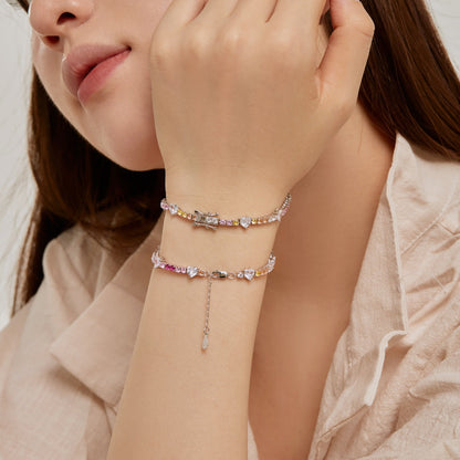 アンジェラジュエリー]ロマンティックハートシェイプラウンドカットラバーブレスレット