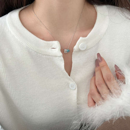 [Angela Jewelry]Dazzling Square & Heart Shape Necklace