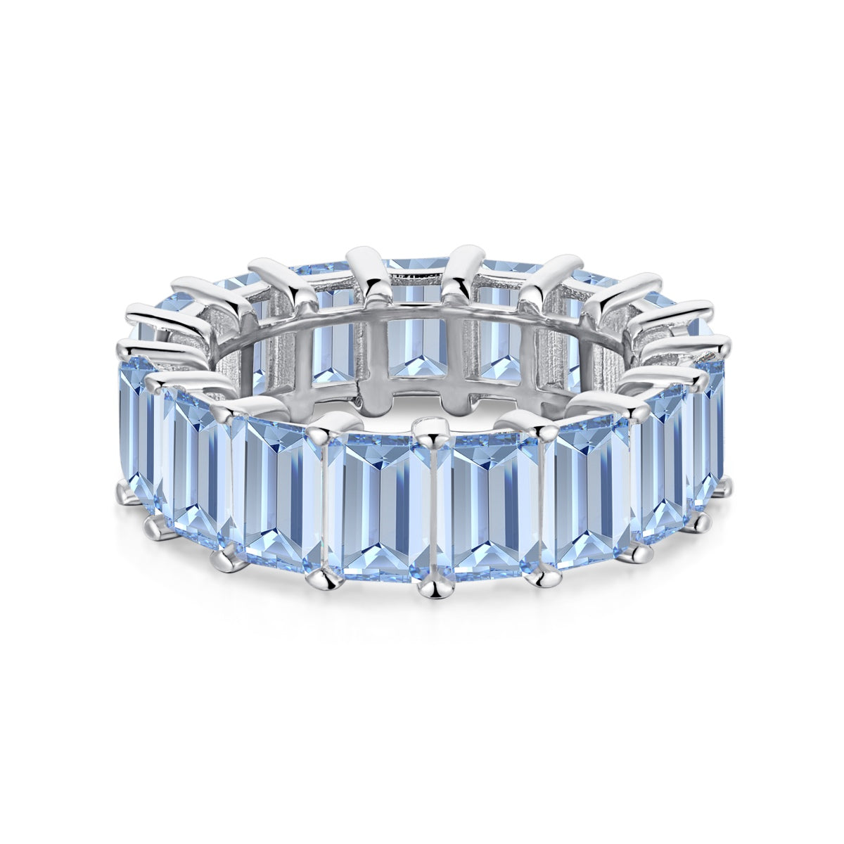 [Angela Jewelry]0.75 Carat Elegant Emerald Cut Tennis Ring