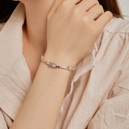 アンジェラジュエリー]華やかでカラフルなバタフライシェイプのラウンドカットデイリーブレスレット