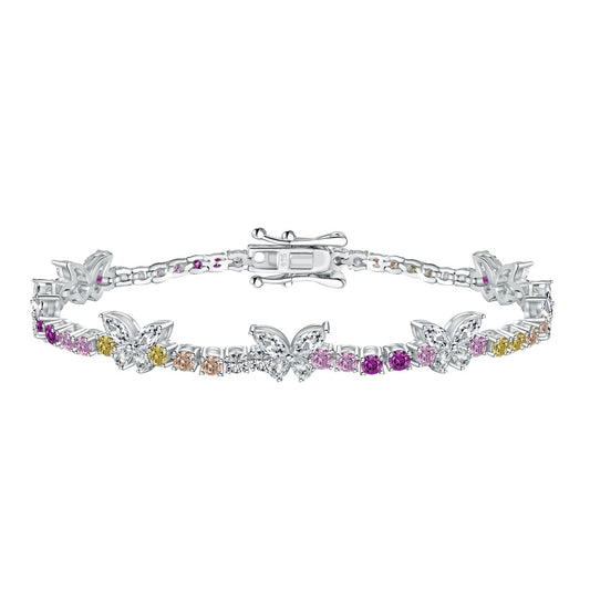 [Angela Jewelry]Ornate Colorful Butterfly Shape Round Cut Daily Bracelet