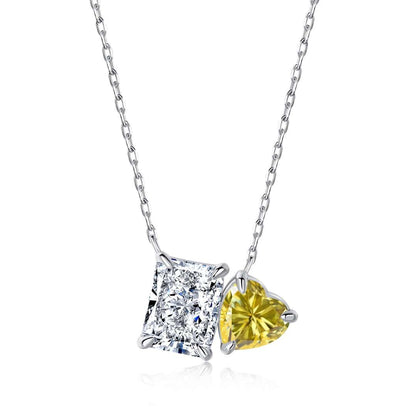 [Angela Jewelry]Dazzling Square & Heart Shape Necklace