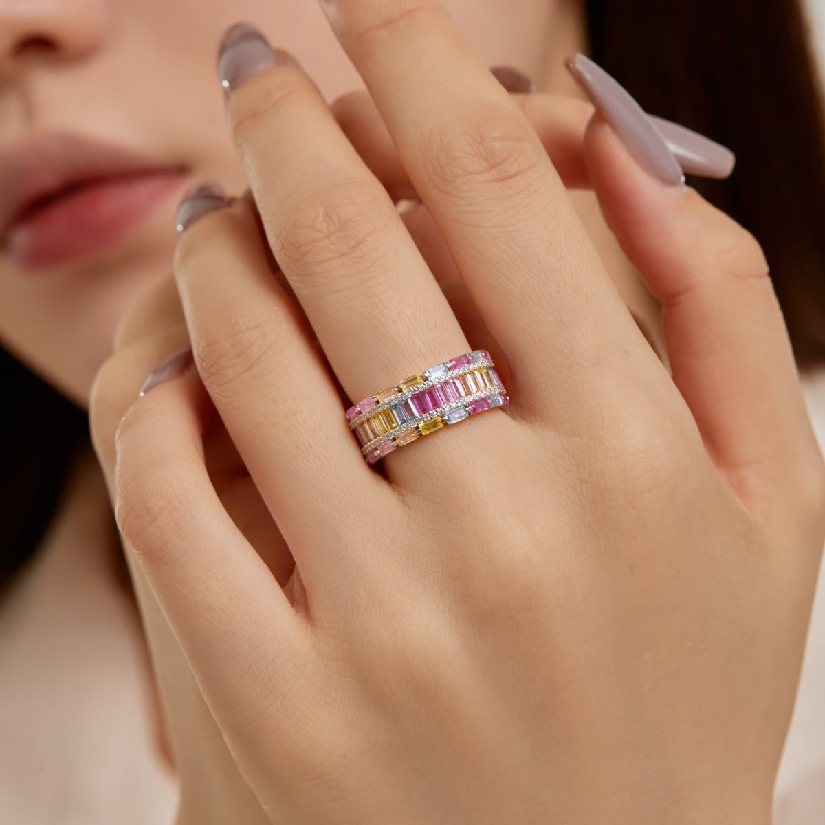 [Angela Jewelry]Dazzling Colorful Radiant Cut Party Ring