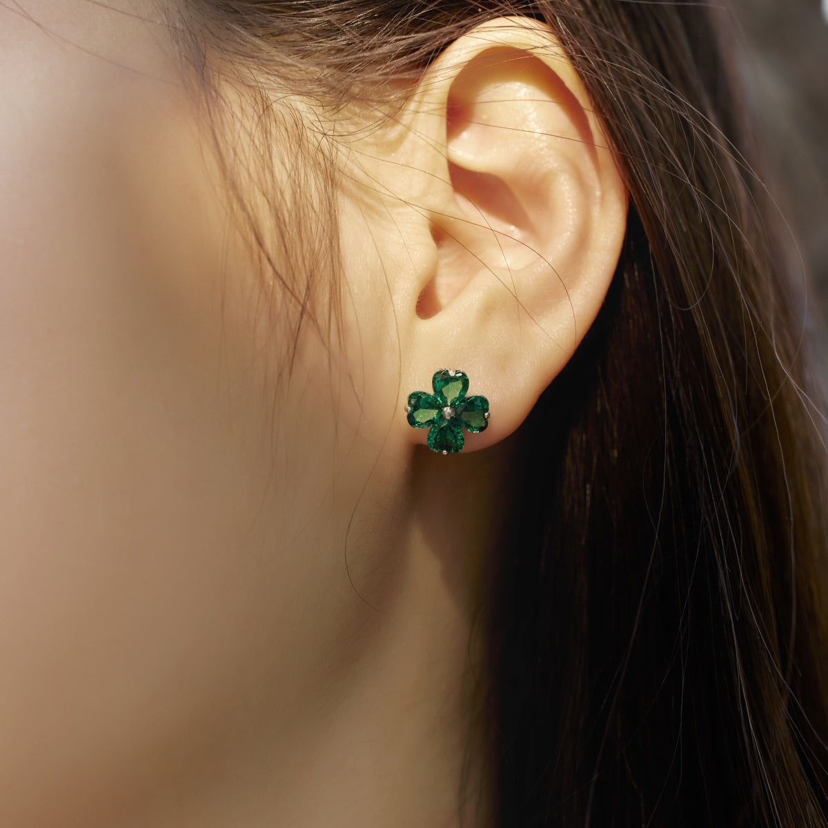 [Angela Jewelry]Four-Leaf Clover Ball Earrings
