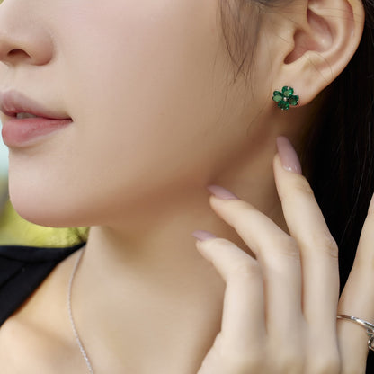 [Angela Jewelry]Four-Leaf Clover Ball Earrings