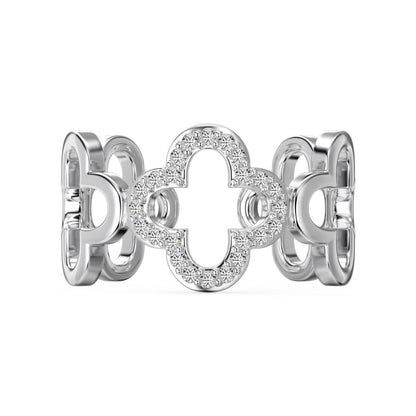Angela Jewelry]Hollow Design Four-Leaf Clover Flower Shape Ring