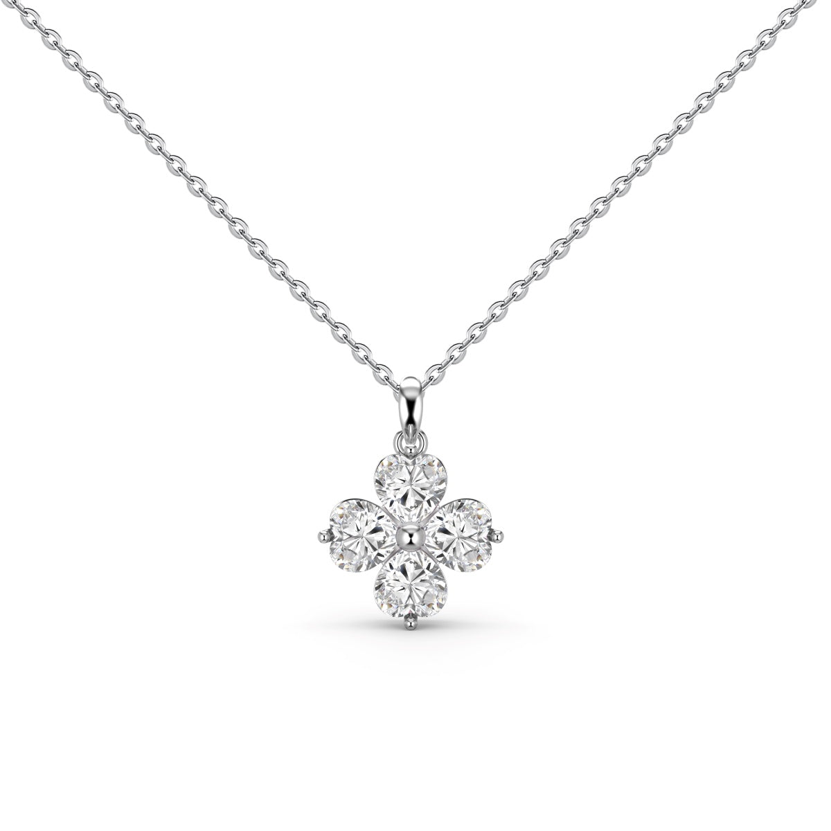 [Angela Jewelry]Heart-Shaped Four-Leaf Clover Bead Necklace