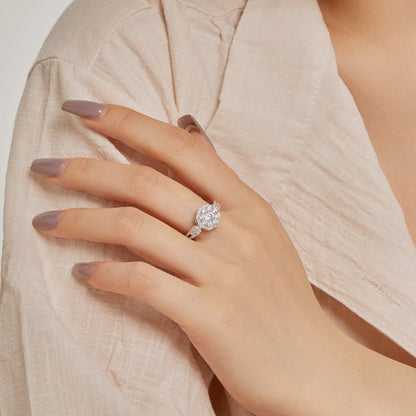 [Angela Jewelry]Delicate Colorful Round Cut Flower Shape Wedding Ring