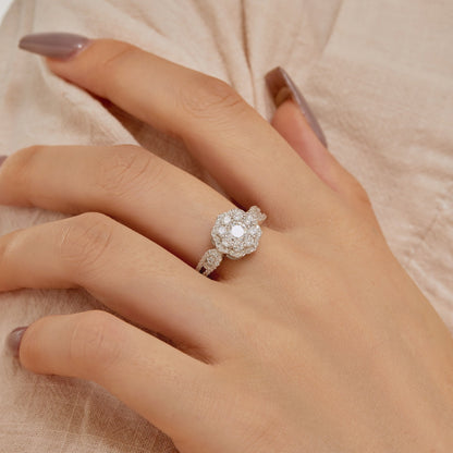 [Angela Jewelry]Delicate Colorful Round Cut Flower Shape Wedding Ring