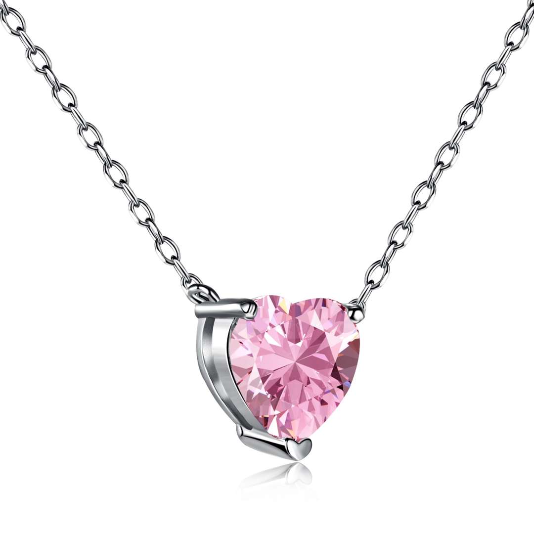 [Angela Jewelry]Heart Shape Main Stone Pendant Collarbone Necklace