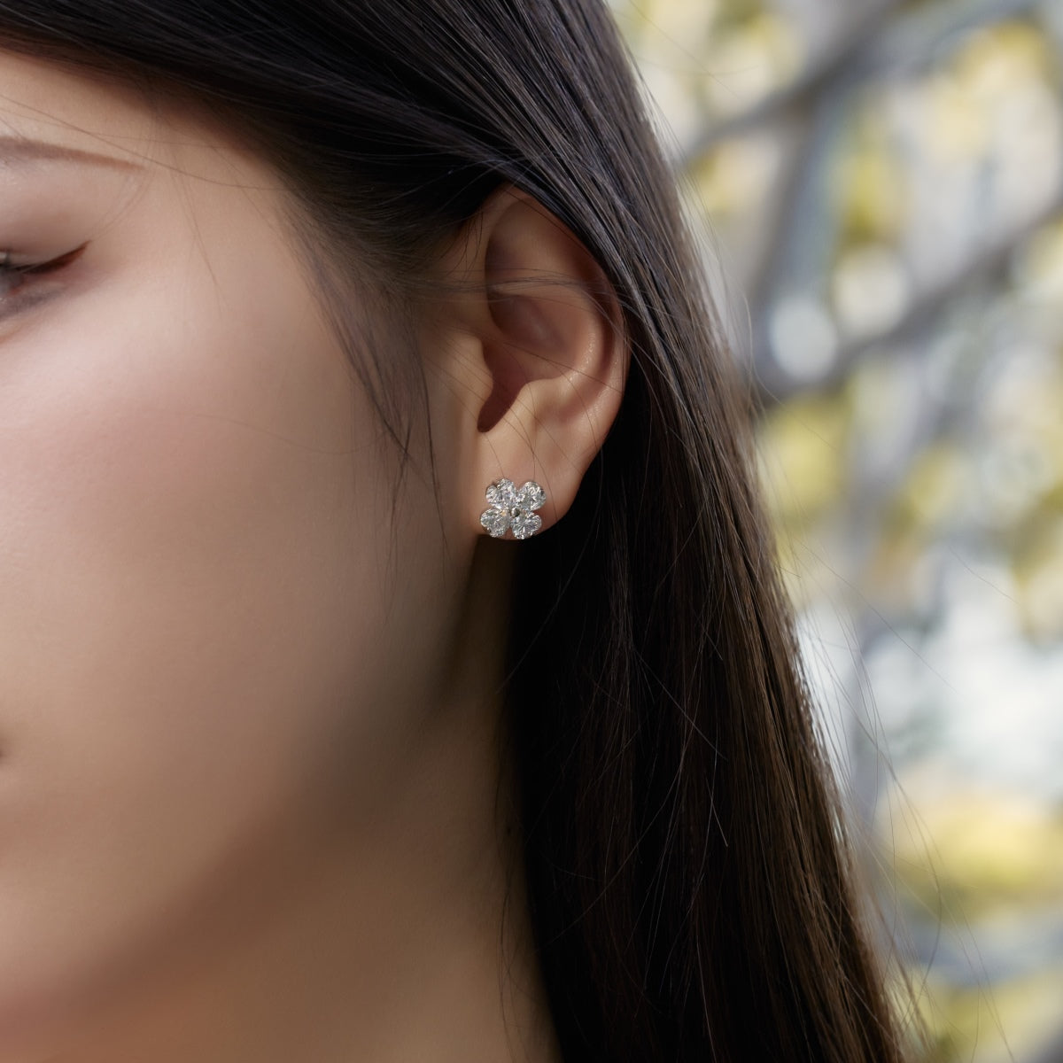 [Angela Jewelry]Four-Leaf Clover Ball Earrings