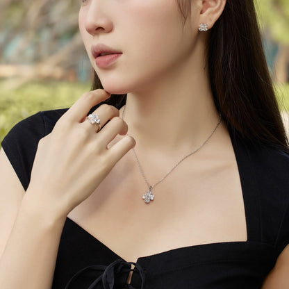 Angela Jewelry]Heart-shaped Four-Leaf Clover Ball Ring