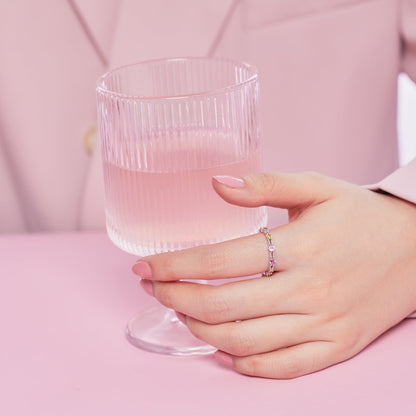 [Angela Jewelry]Sparkling Colorful Round Cut Tennis Ring