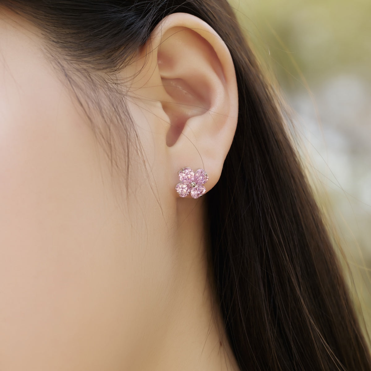 Angela Jewelry]Four-Leaf Clover Ball Earrings