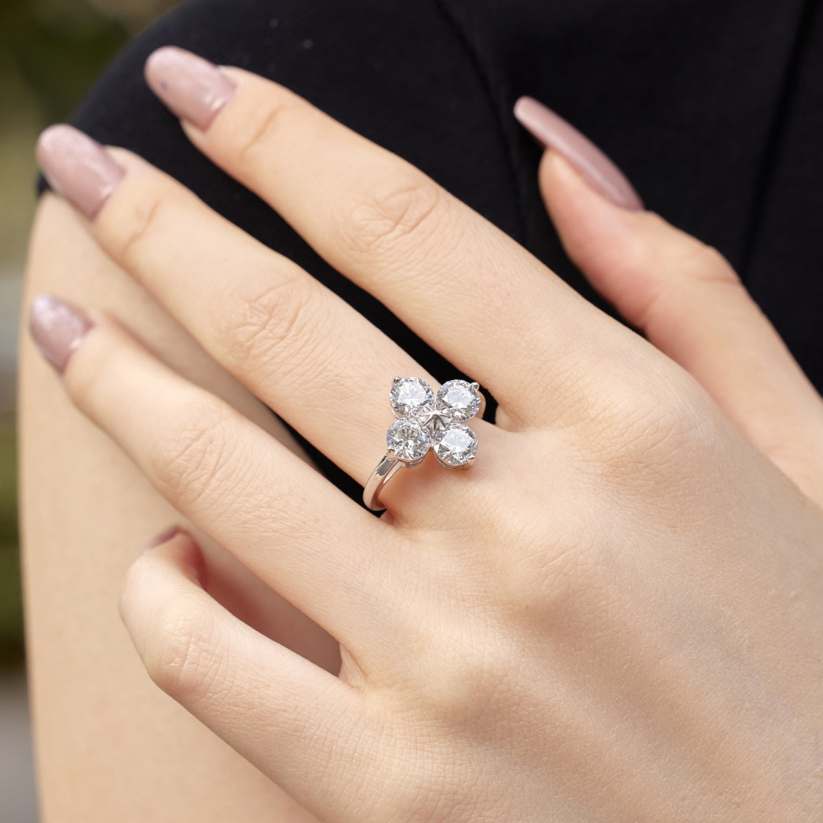 [Angela Jewelry]Four-Leaf Clover Eight-Pointed Star Ring