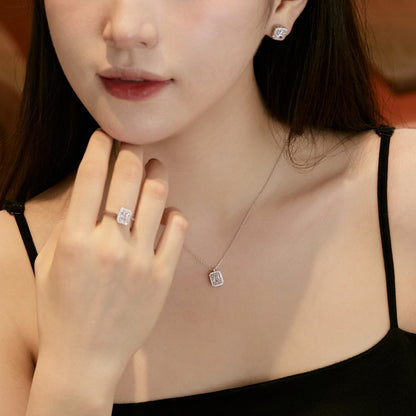 [Angela Jewelry]1.0 Carat Luxurious Dainty Emerald Cut Daily Earrings
