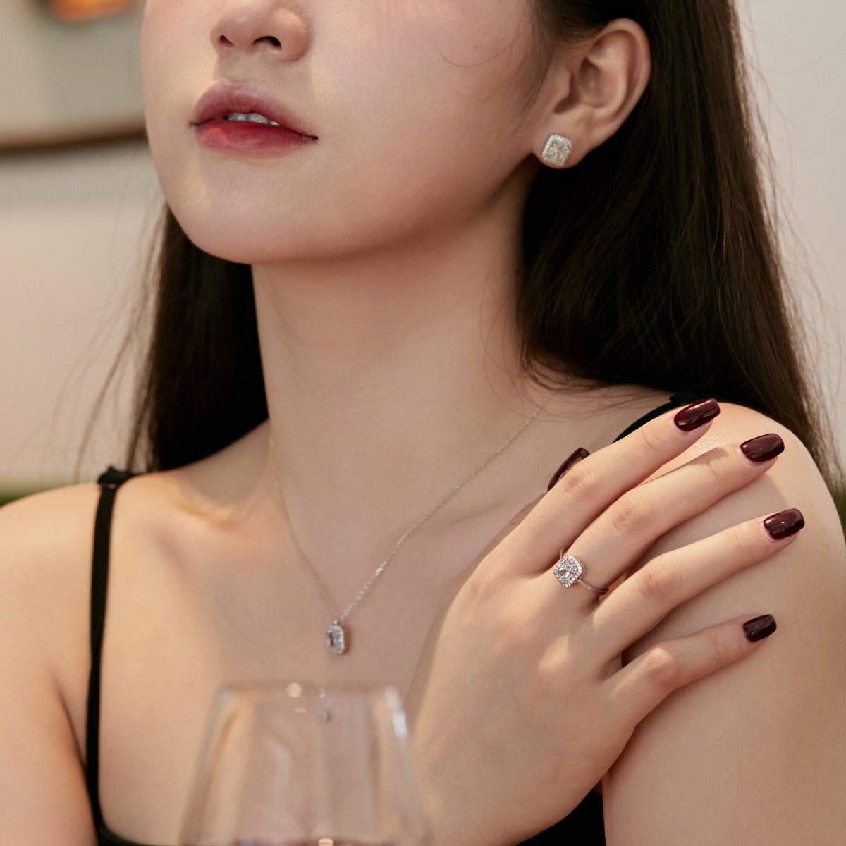 [Angela Jewelry]1.0 Carat Luxurious Dainty Emerald Cut Daily Earrings
