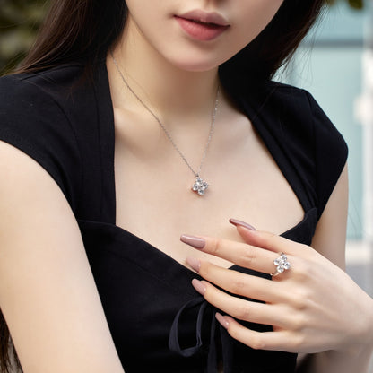 [Angela Jewelry]Four-Leaf Clover And Eight-Pointed Star Necklace