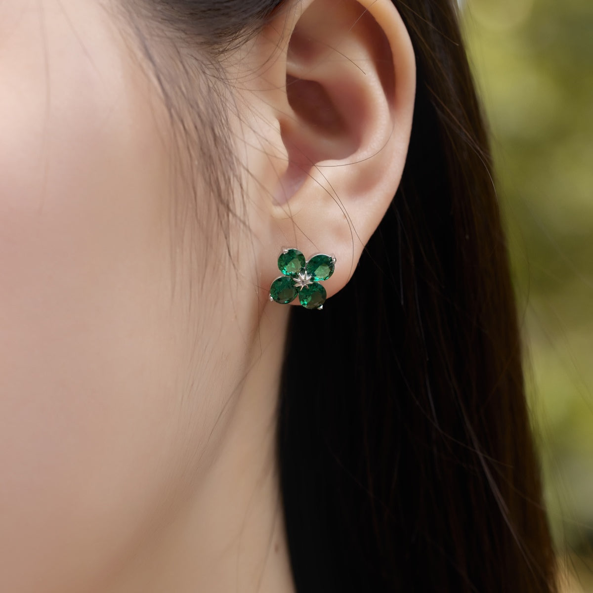 [Angela Jewelry]Four-Leaf Clover Eight-Pointed Star Earrings