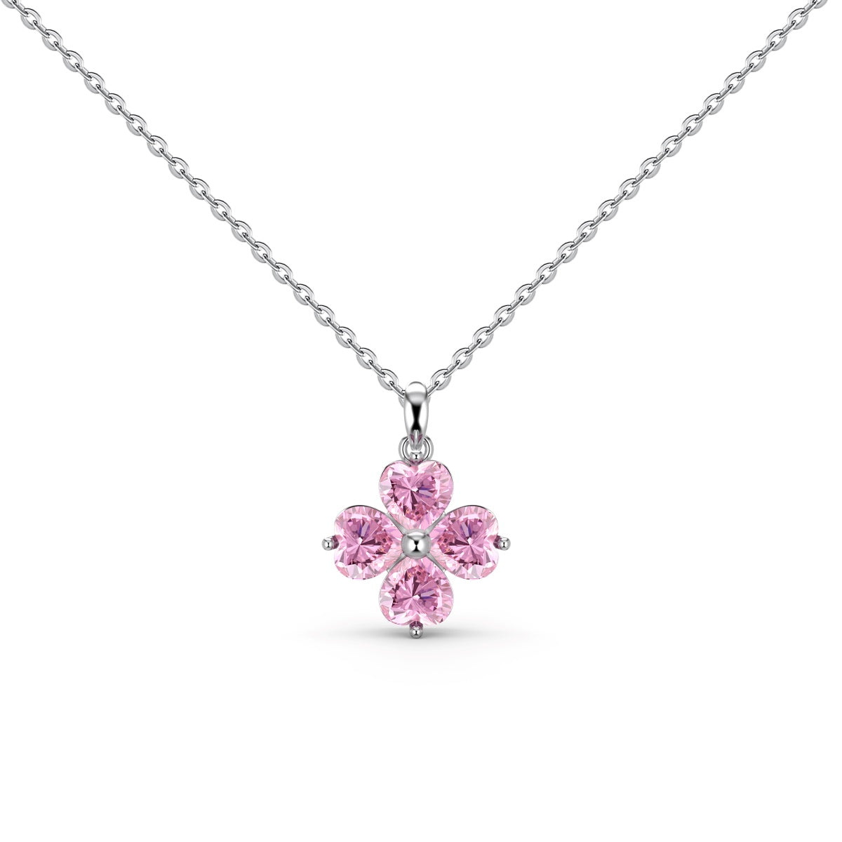 [Angela Jewelry]Heart-Shaped Four-Leaf Clover Bead Necklace