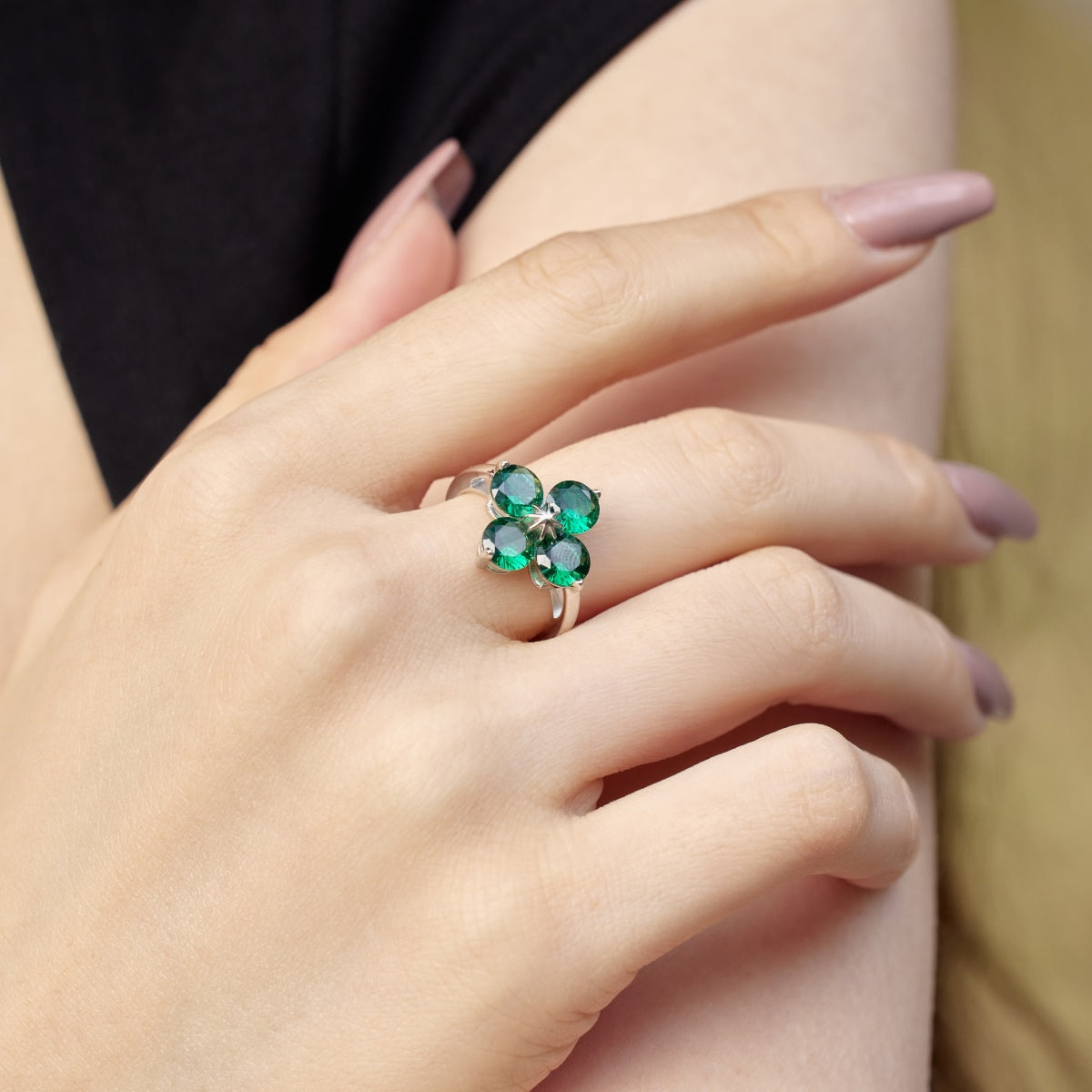 [Angela Jewelry]Four-Leaf Clover Eight-Pointed Star Ring