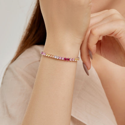 アンジェラジュエリー]輝くカラフルなラウンドカットのテニスブレスレット