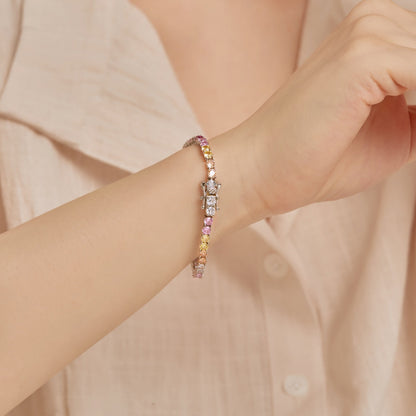 アンジェラジュエリー]輝くカラフルなラウンドカットのテニスブレスレット