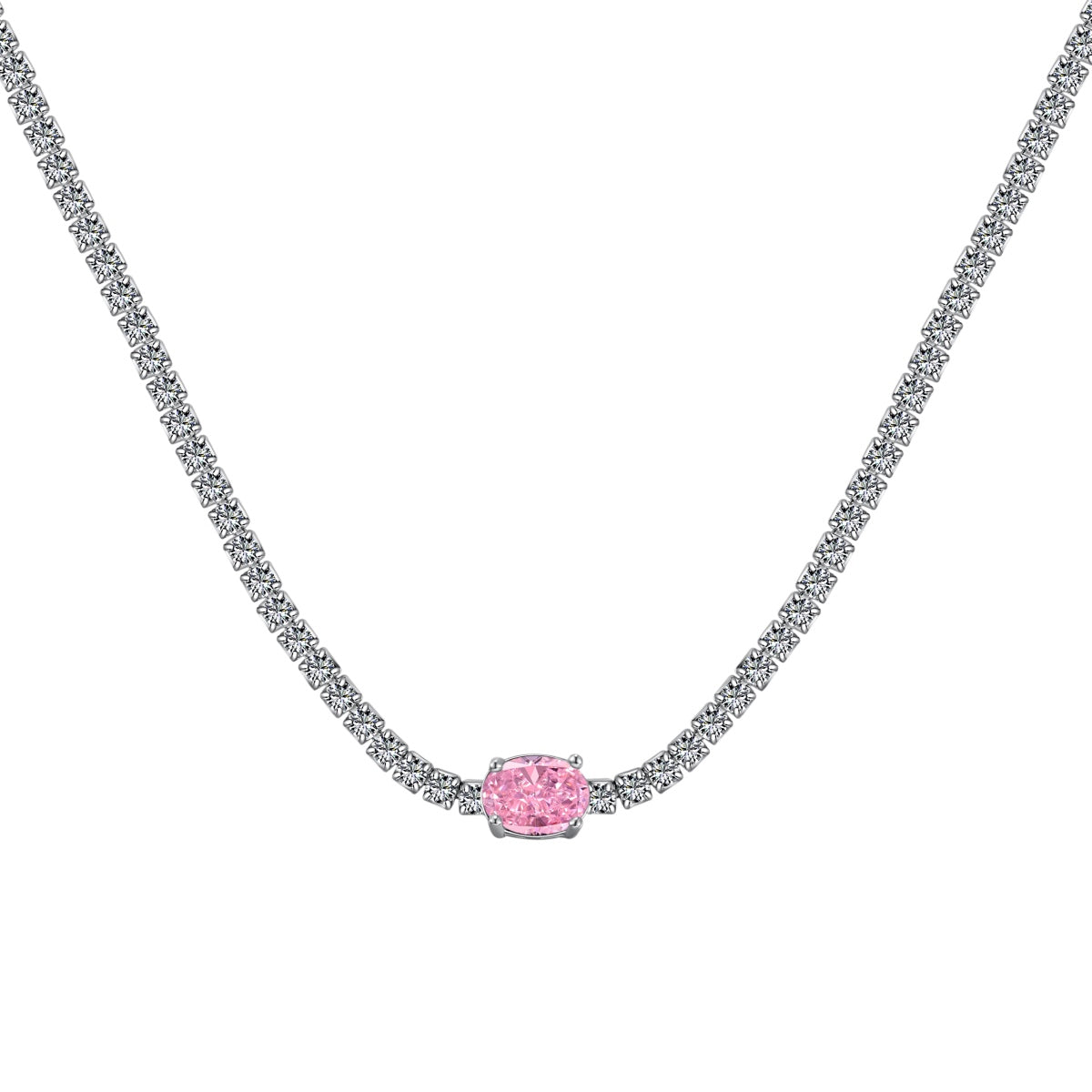アンジェラジュエリー]1.0カラットの輝くオーバルカットネックレス