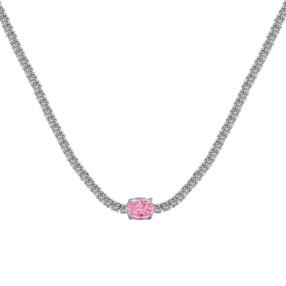 アンジェラジュエリー]1.0カラットの輝くオーバルカットネックレス