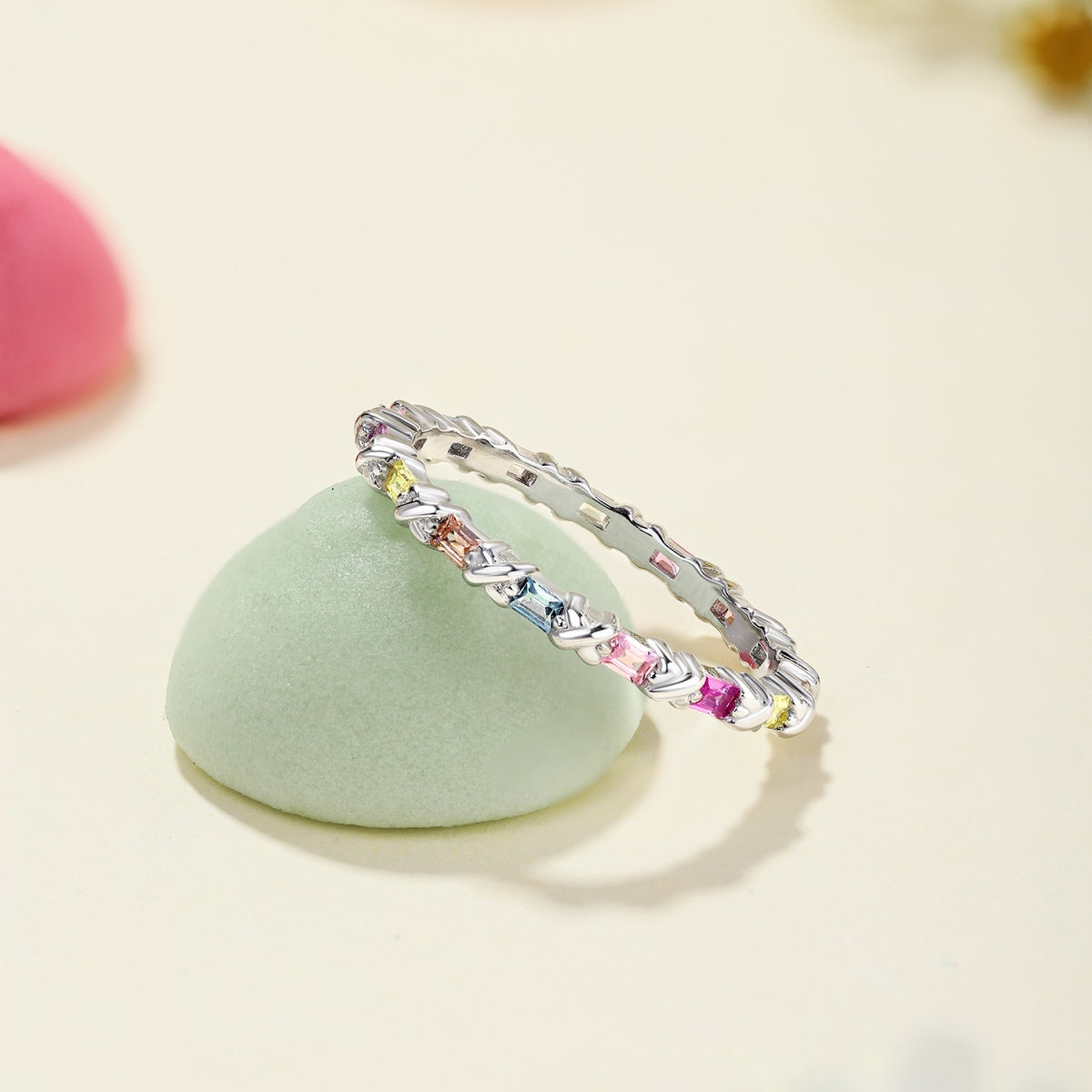 [Angela Jewelry]Charming Colorful Round Cut Daily Ring