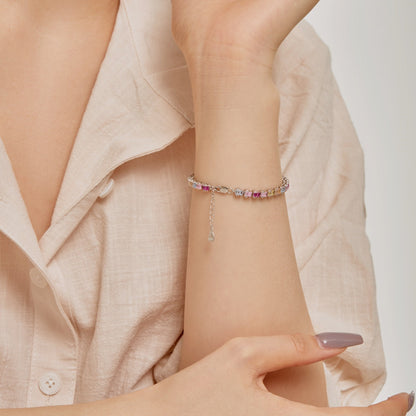 [Angela Jewelry]Delicate Colorful Emerald Cut Party Bracelet