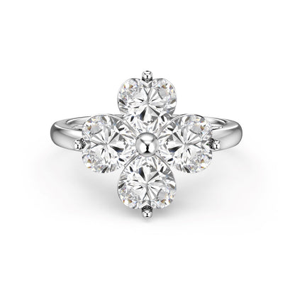 [Angela Jewelry]Heart-shaped Four-Leaf Clover Ball Ring