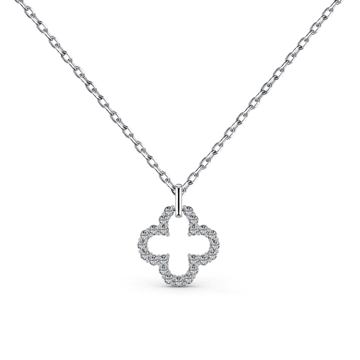[Angela Jewelry]Four-Leaf Clover Hollow Design Exquisite Necklace