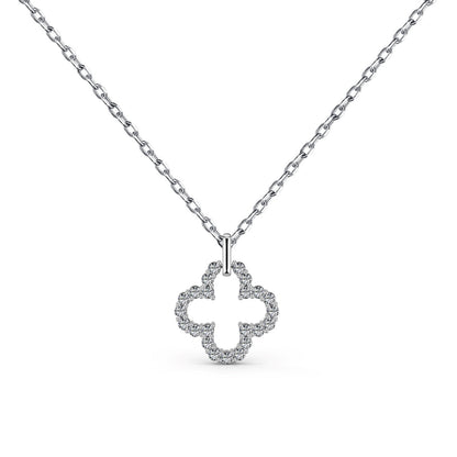 [Angela Jewelry]Four-Leaf Clover Hollow Design Exquisite Necklace