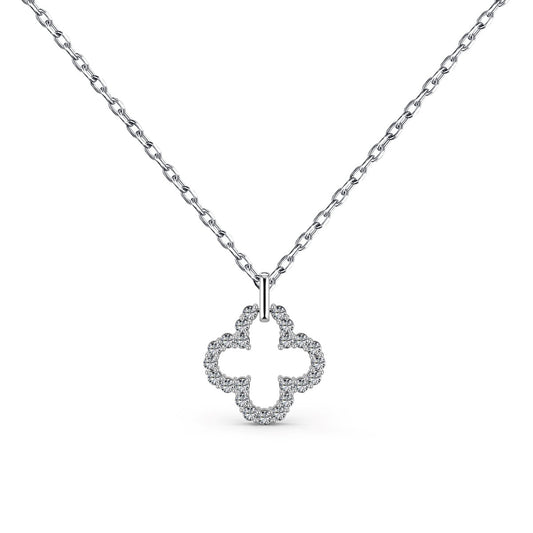 [Angela Jewelry]Four-Leaf Clover Hollow Design Exquisite Necklace