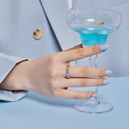 [Angela Jewelry]Splashy Ornate Emerald Cut Cocktail Ring
