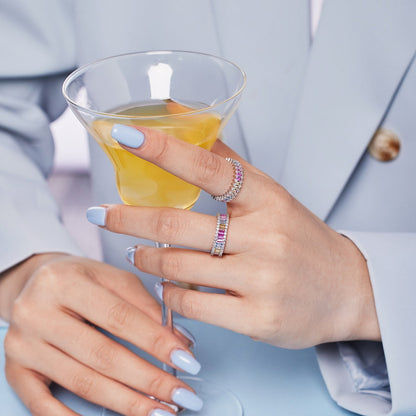 [Angela Jewelry]Splashy Ornate Emerald Cut Cocktail Ring