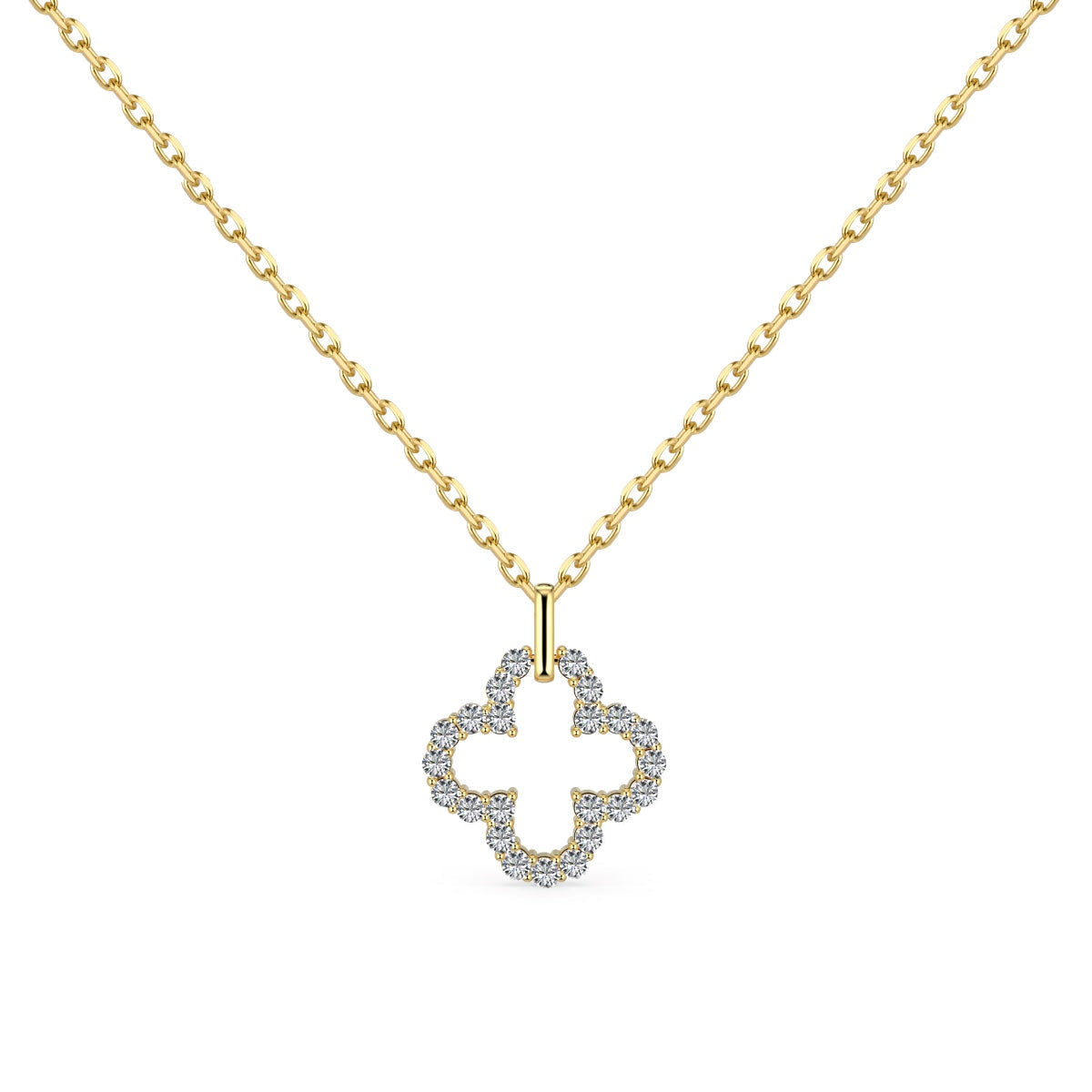 Angela Jewelry]Four-Leaf Clover Hollow Design Exquisite Necklace