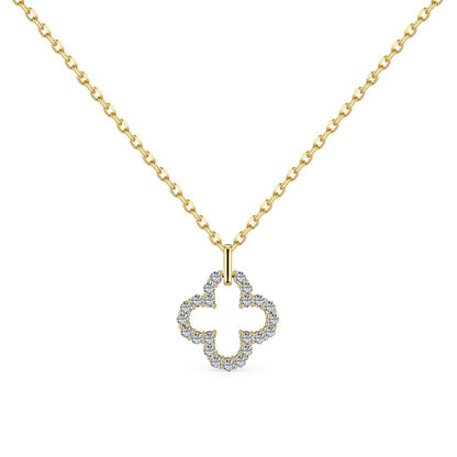 Angela Jewelry]Four-Leaf Clover Hollow Design Exquisite Necklace