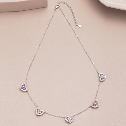 アンジェラジュエリー]スパークリングファイブハートネックレス