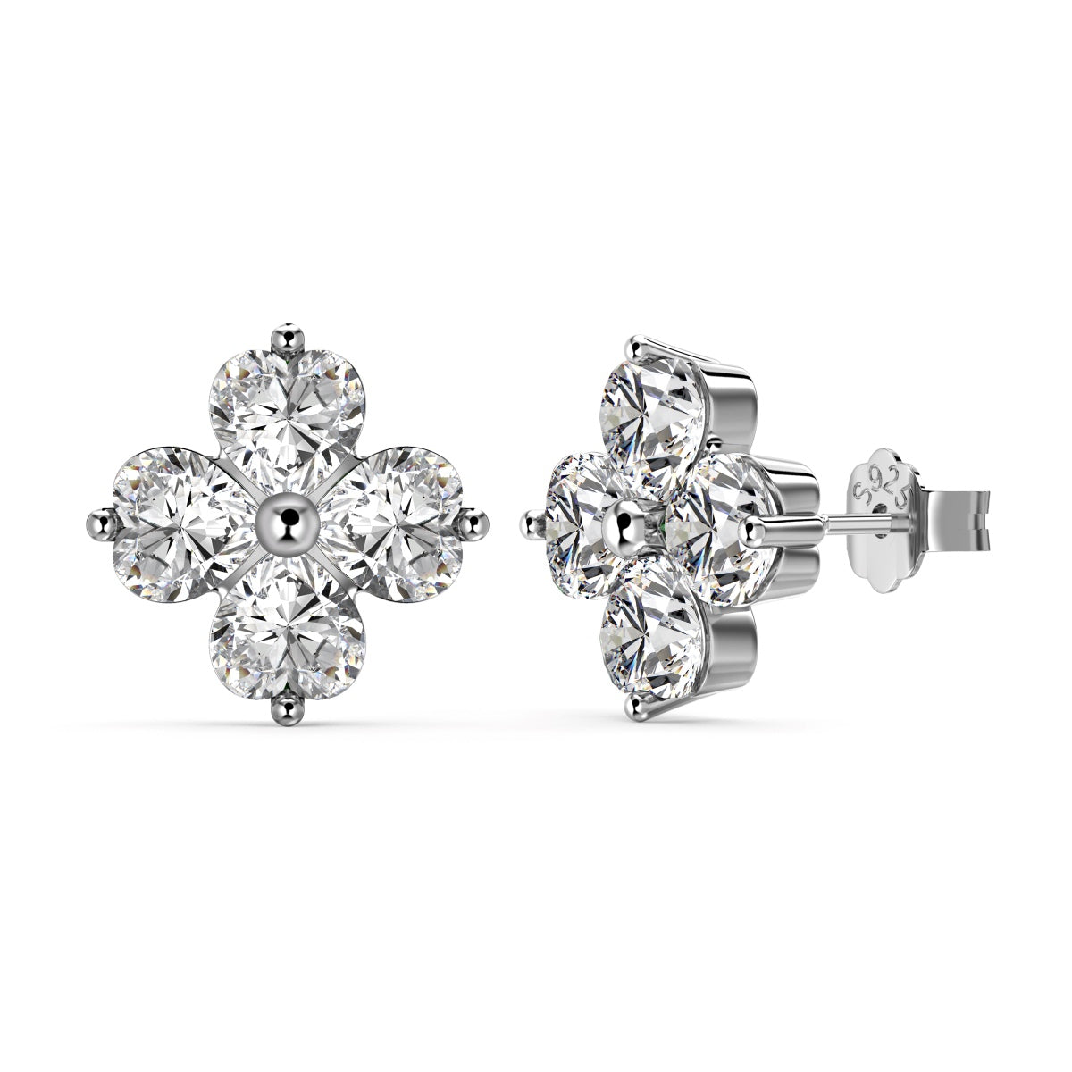 [Angela Jewelry]Four-Leaf Clover Ball Earrings