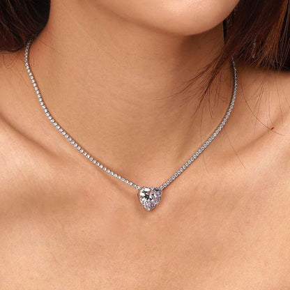 [Angela Jewelry]8.0 Carat Versatile Colorful Sweet Heart-Shaped Tennis Necklace