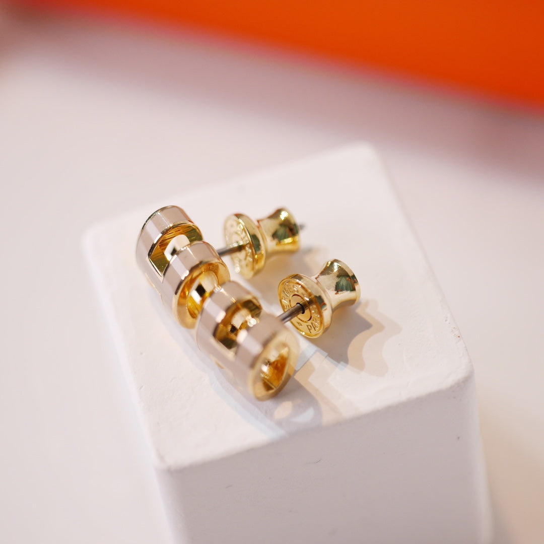 [Angela Jewellery]MINI POP H GOLD EARRINGS GREY