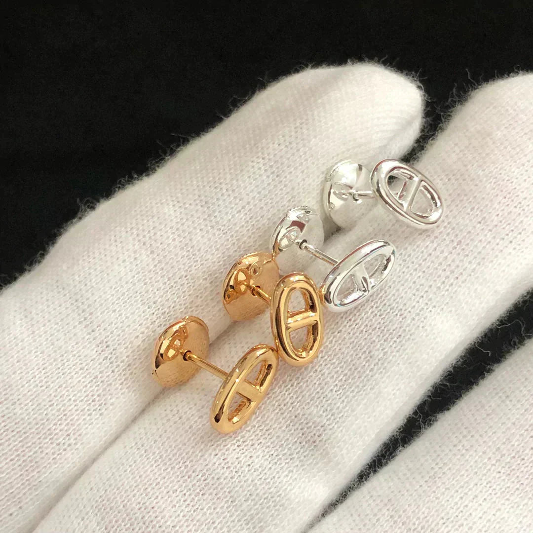 [アンジェラジュエリー]チェーン スモール イヤリング ゴールド＆シルバー