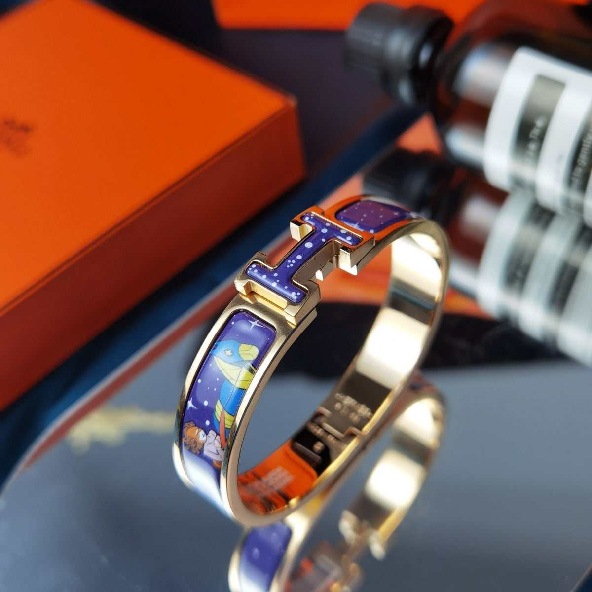 [アンジェラジュエリー]H スター＆ムーン ブレスレット 12mm