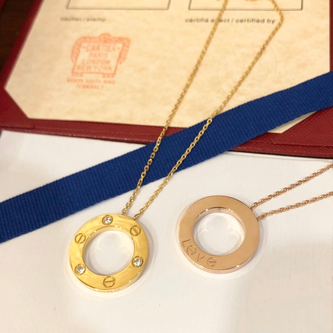 [アンジェラジュエリー]ラブネックレス 16mm 3ダイヤモンド