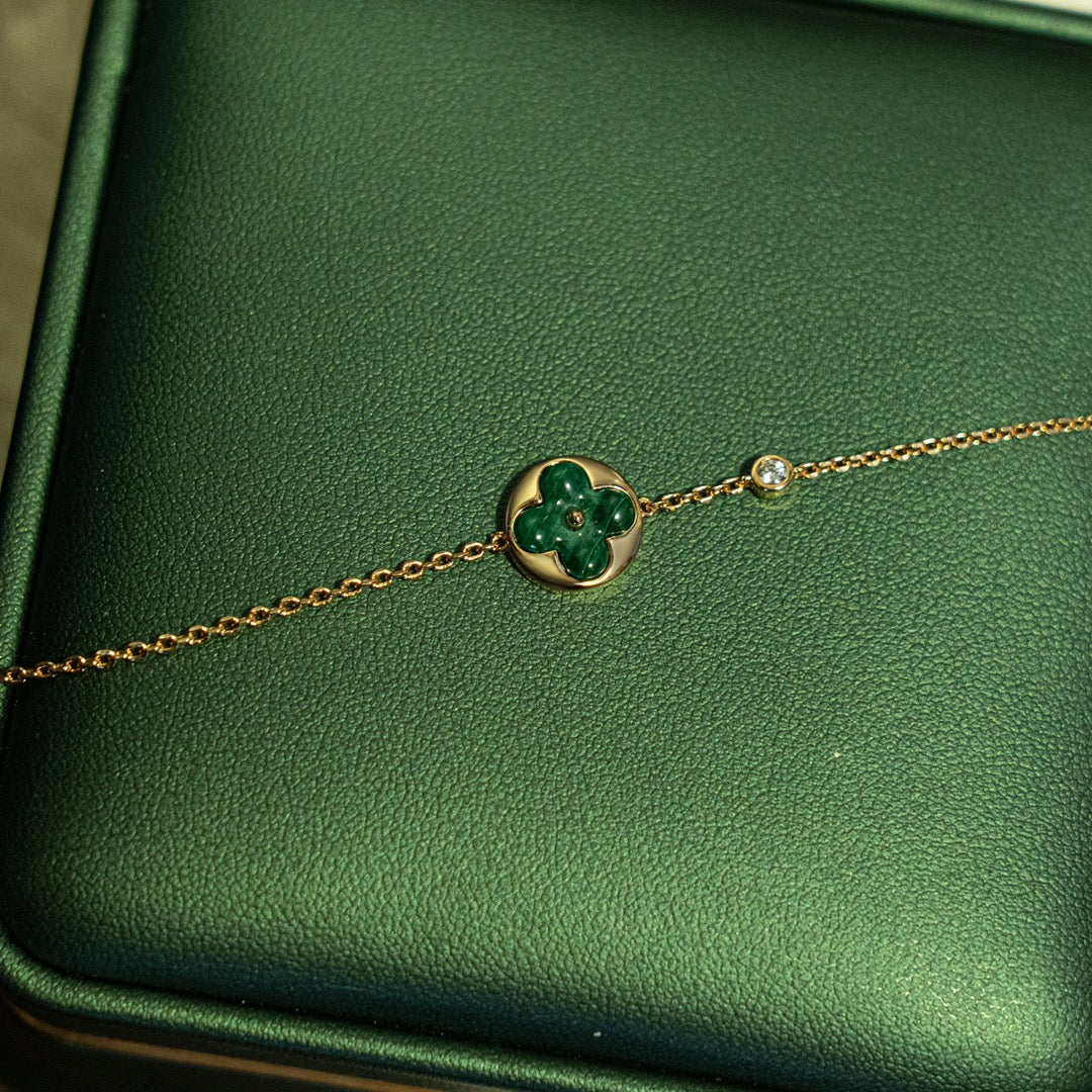 [Angela Jewellery]SUN MALACHITE 1 DIAMOND PINK GOLD BRACELET
