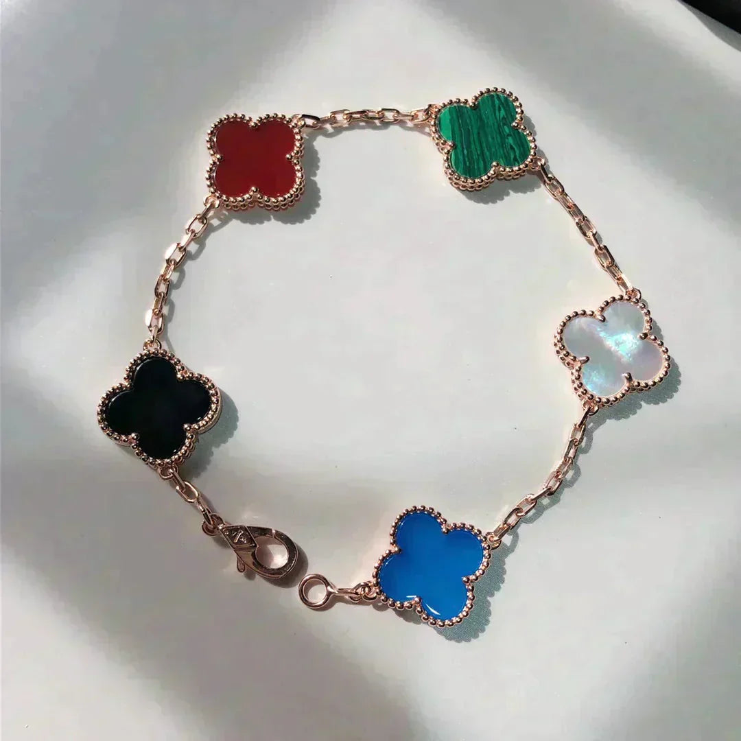 [Angela Jewelry]CLOVER 5 MOTIFS MULTICOLOR BRACELET