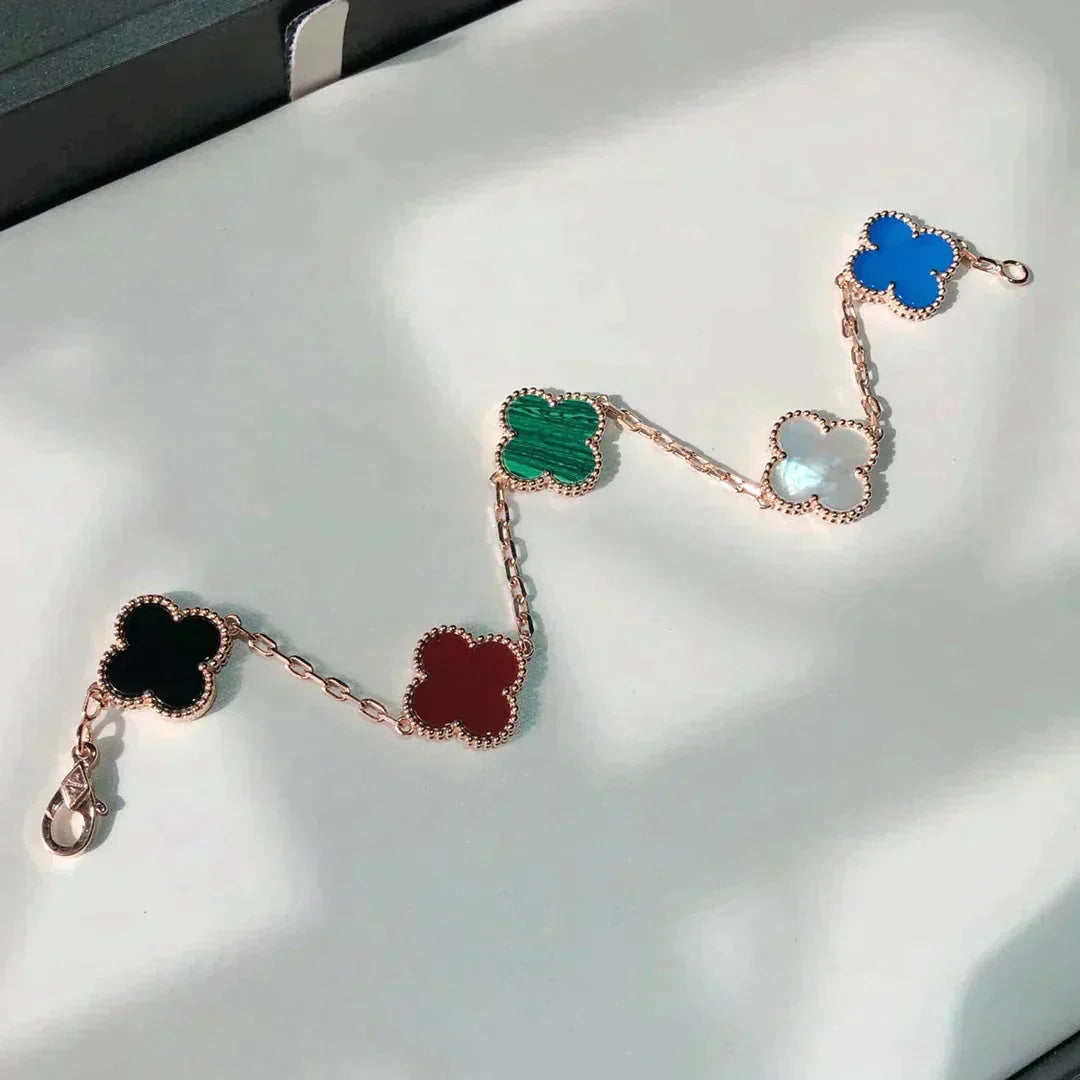 [Angela Jewelry]CLOVER 5 MOTIFS MULTICOLOR BRACELET