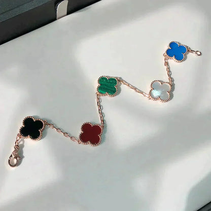[Angela Jewelry]CLOVER 5 MOTIFS MULTICOLOR BRACELET